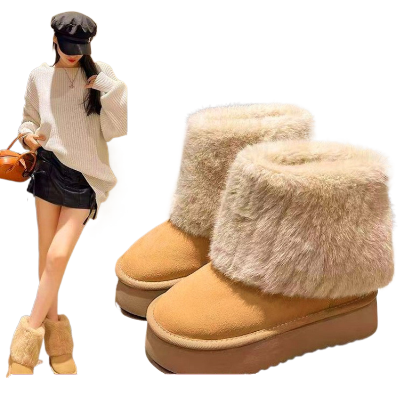 Women's Winter Fleece-Lined Snow Boots with Thick Sole