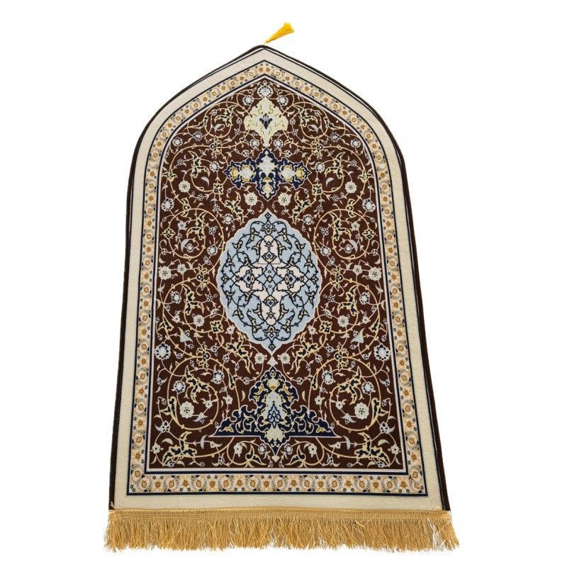 Thickened Diamond Velvet Prayer Mat with Tassels