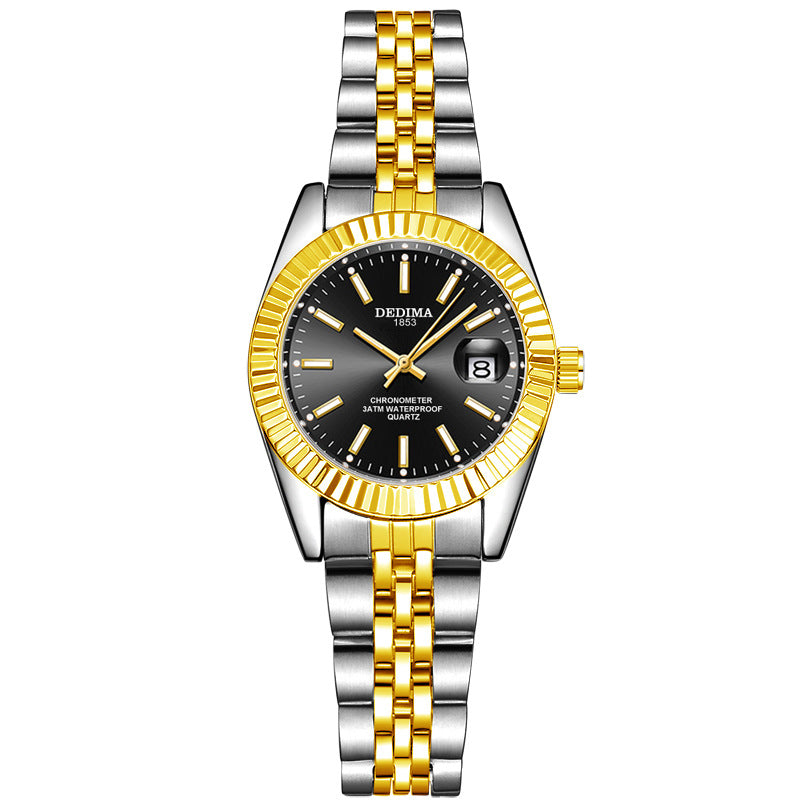 Gold Band Calendar Luminous Waterproof Watch