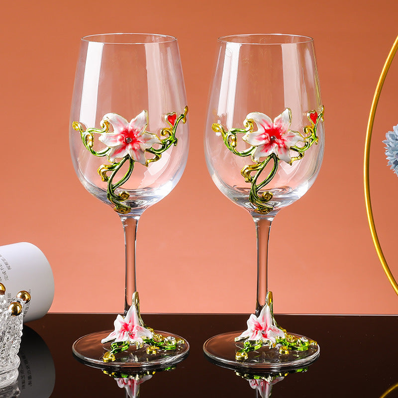 Enamel-colored red wine cup set
