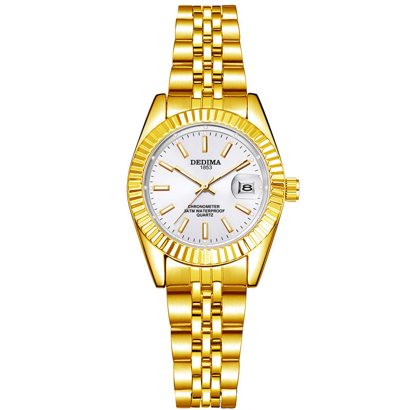 Gold Band Calendar Luminous Waterproof Watch