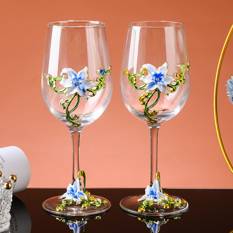 Enamel-colored red wine cup set