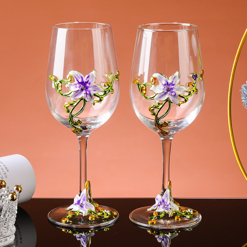Enamel-colored red wine cup set