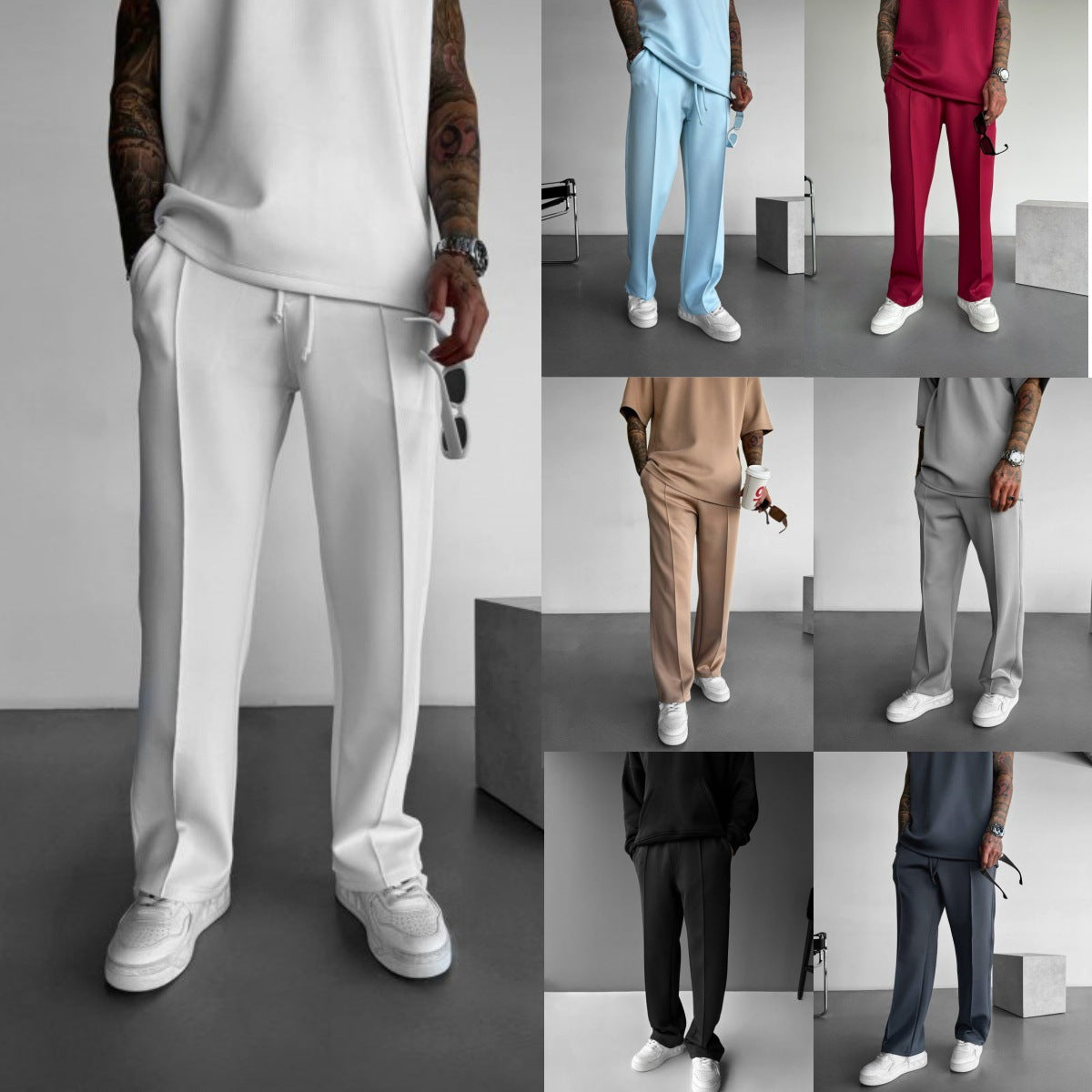 Loose straight-cut sports casual trousers