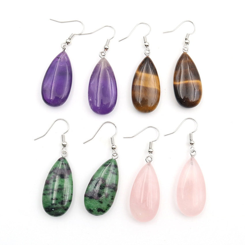 Natural Crystal Drop Earrings