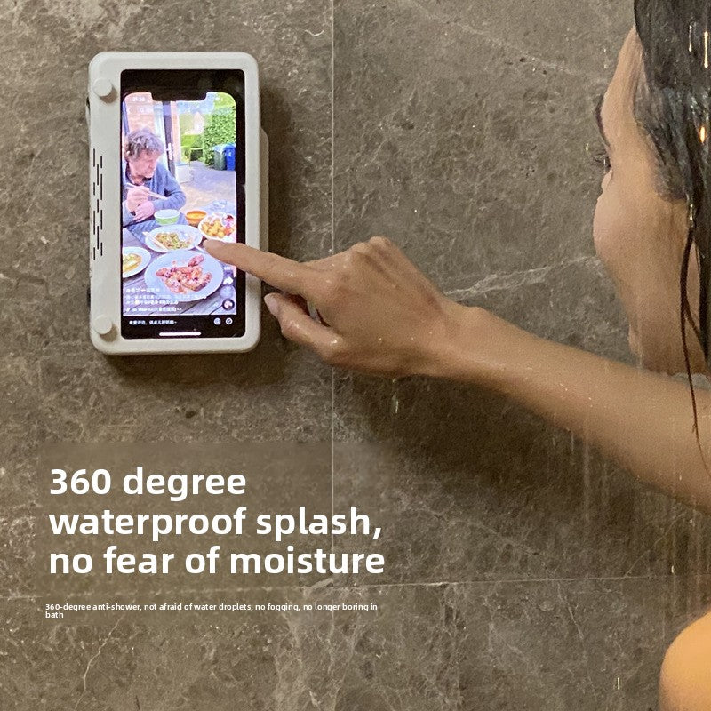 Rotatable bathroom punch-free waterproof mobile phone box
