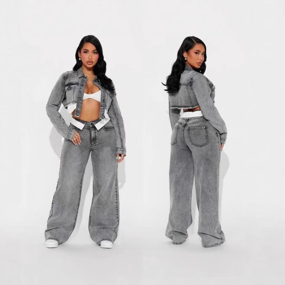 Women's short blouse and long pants set