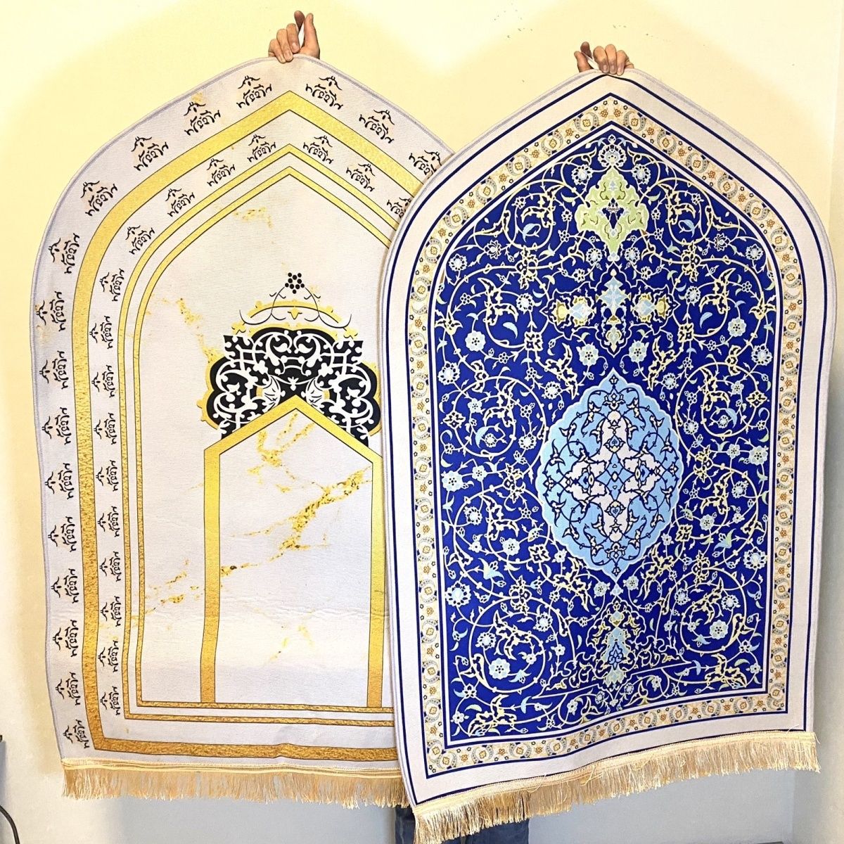 Thickened Diamond Velvet Prayer Mat with Tassels