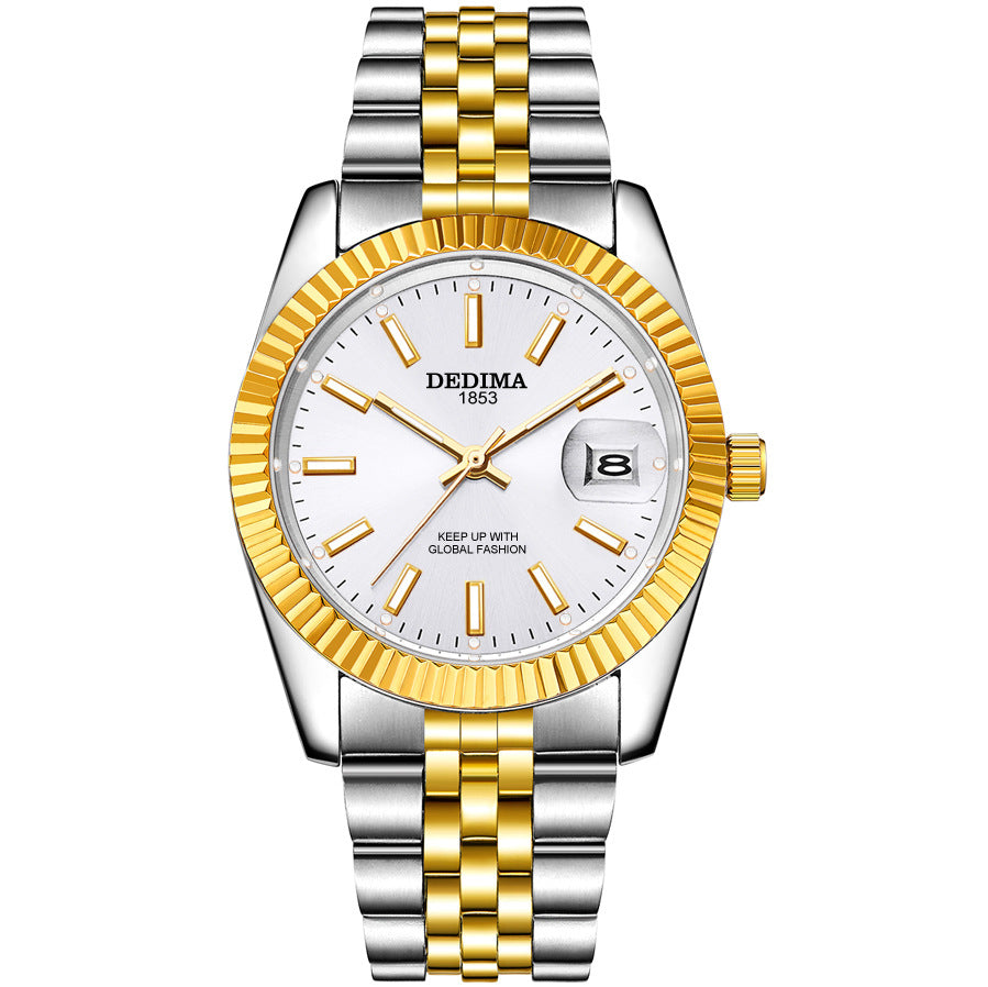 Gold Band Calendar Luminous Waterproof Watch