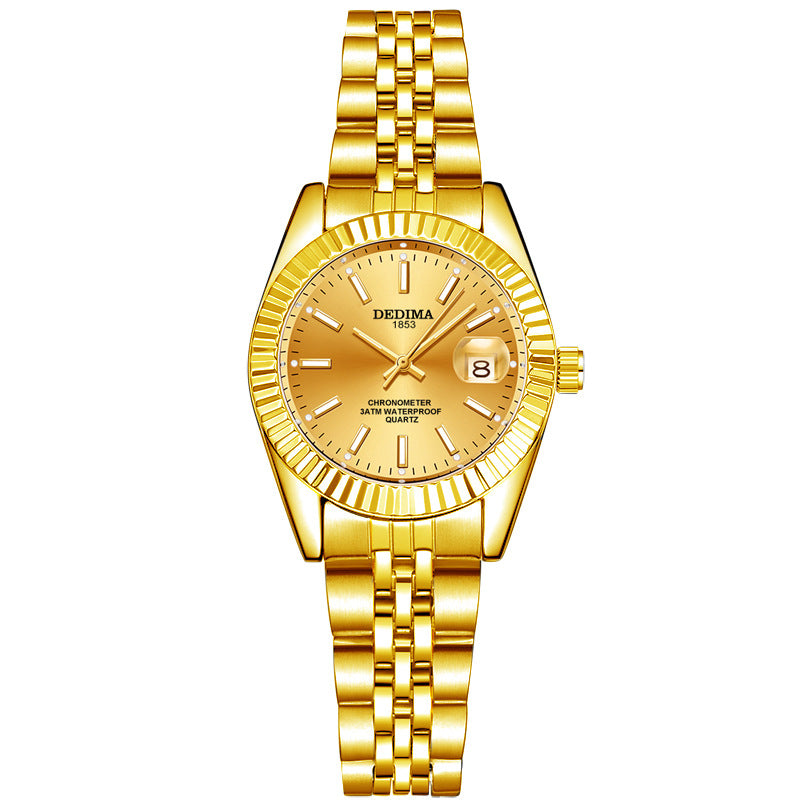 Gold Band Calendar Luminous Waterproof Watch