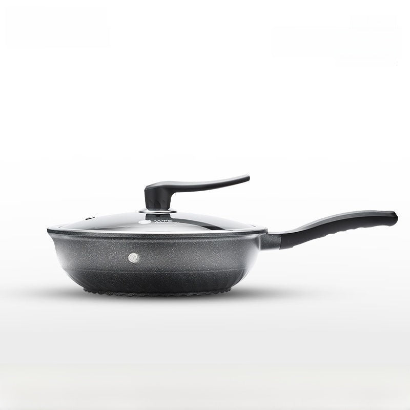 A flat-bottomed non-stick wok made of tourmaline