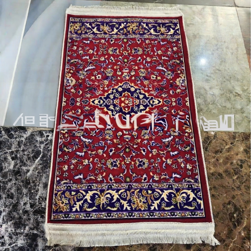 Velvet Printed Prayer Mat with Tassel, Portable and Washable