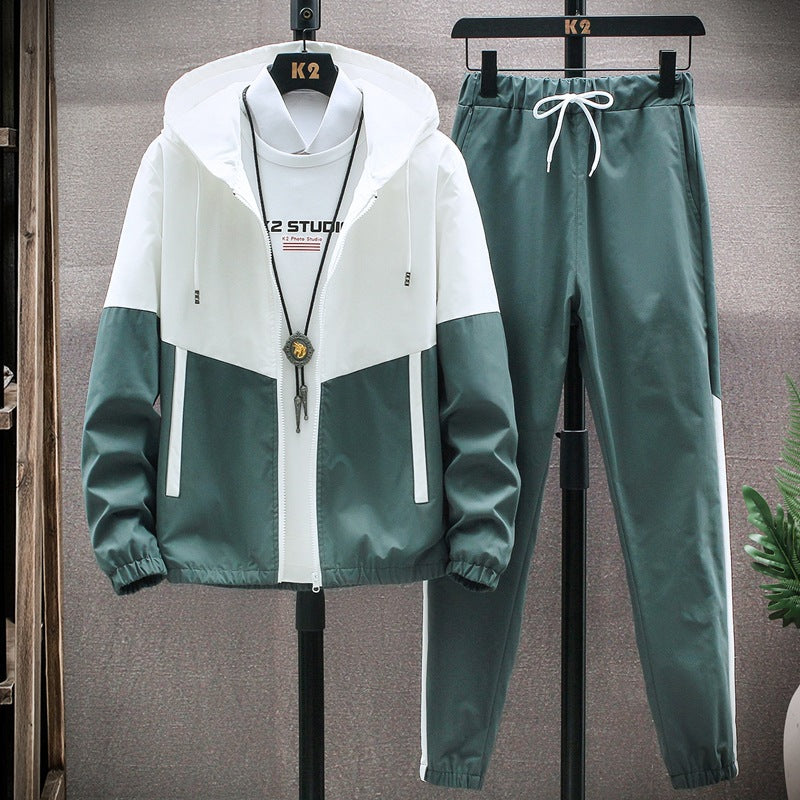 Ankle-Length Pants with Hooded Jacket Set