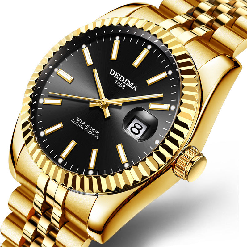 Gold Band Calendar Luminous Waterproof Watch