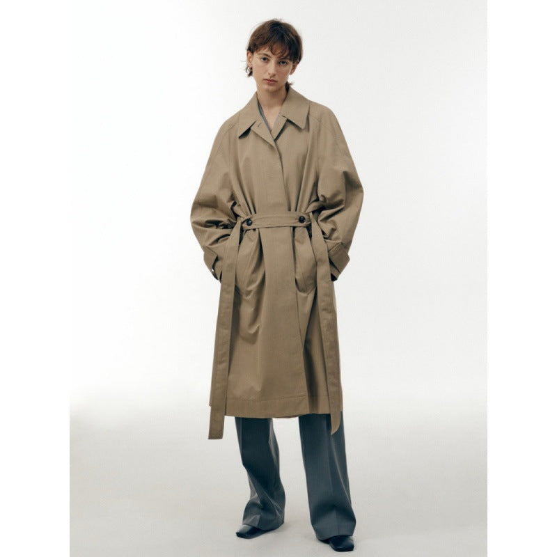 Women's Loose Mid-Length Cotton Windbreaker Jacket