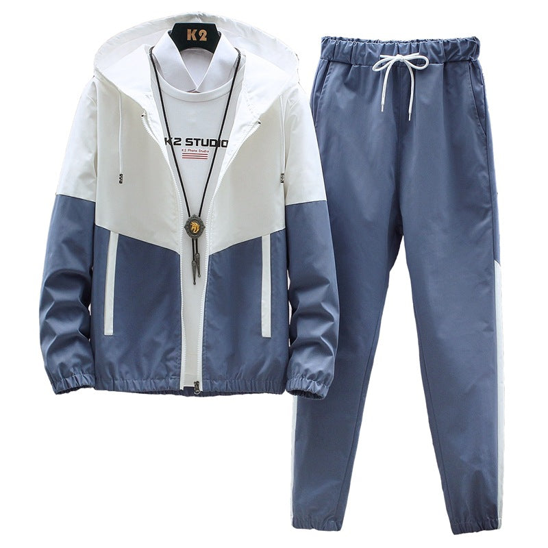 Ankle-Length Pants with Hooded Jacket Set
