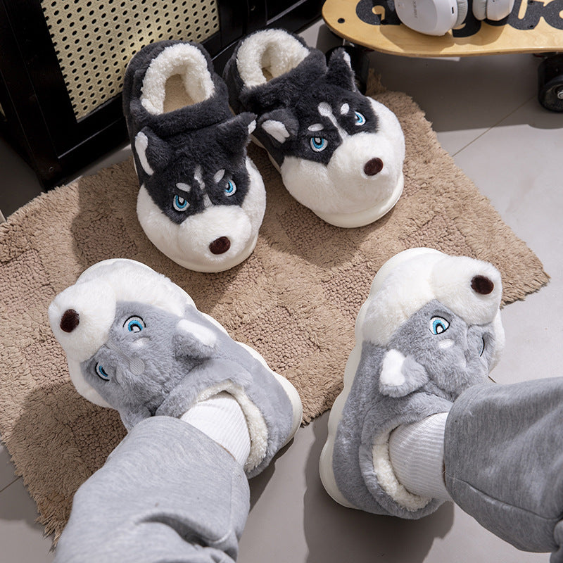 Erha Outer Wear Plush Warm Cotton Slippers for Men