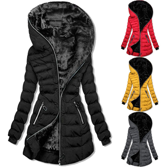 Coated long-sleeved warm fleece jacket