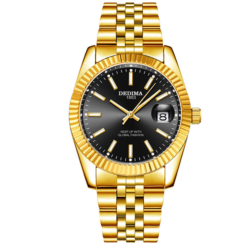 Gold Band Calendar Luminous Waterproof Watch