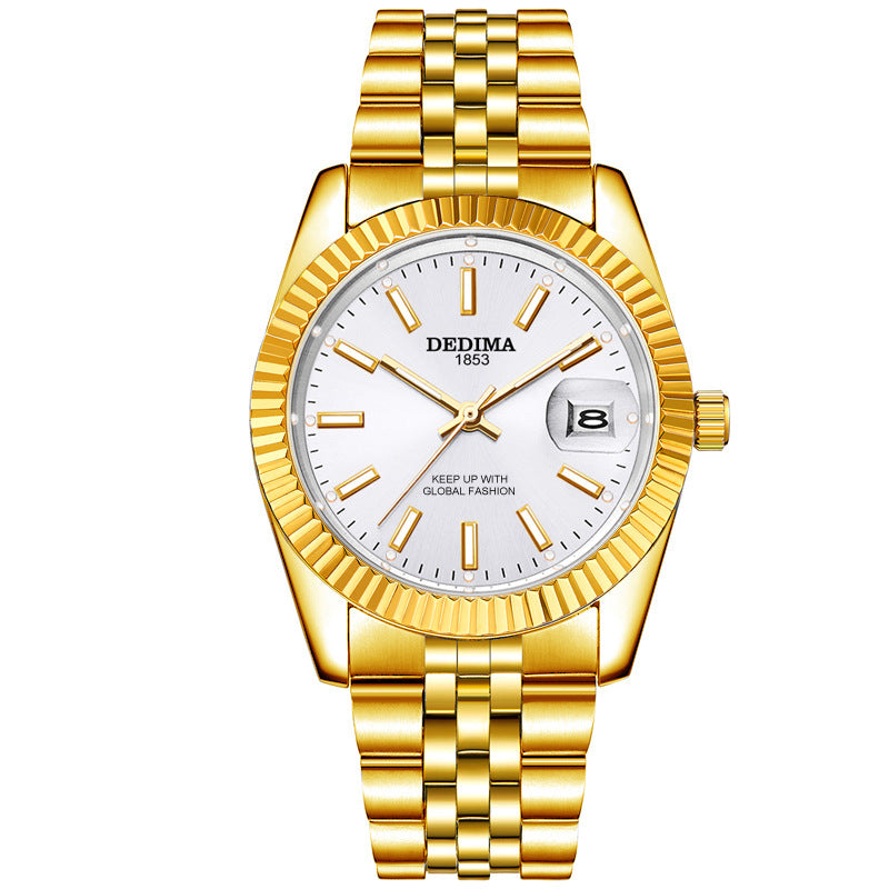 Gold Band Calendar Luminous Waterproof Watch