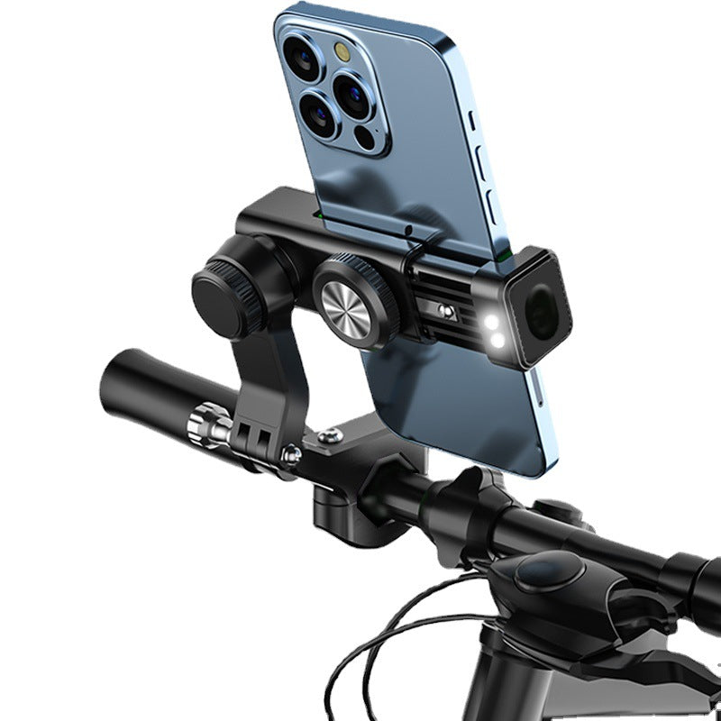 Bicycle flashlight anti-shedding mobile phone stand