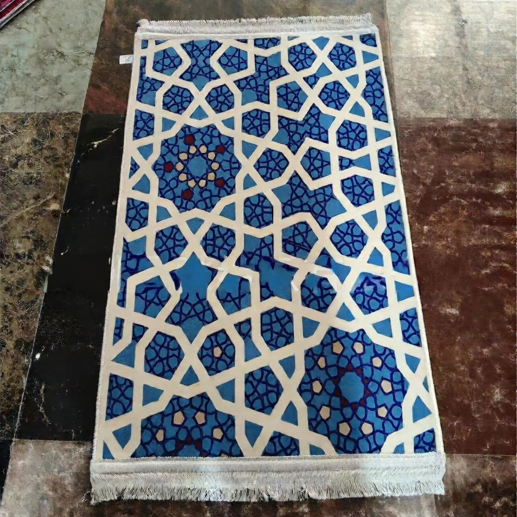 Velvet Printed Prayer Mat with Tassel, Portable and Washable