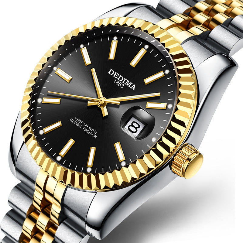 Gold Band Calendar Luminous Waterproof Watch