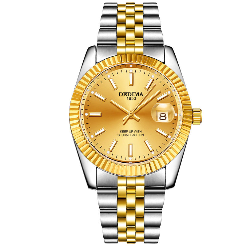 Gold Band Calendar Luminous Waterproof Watch