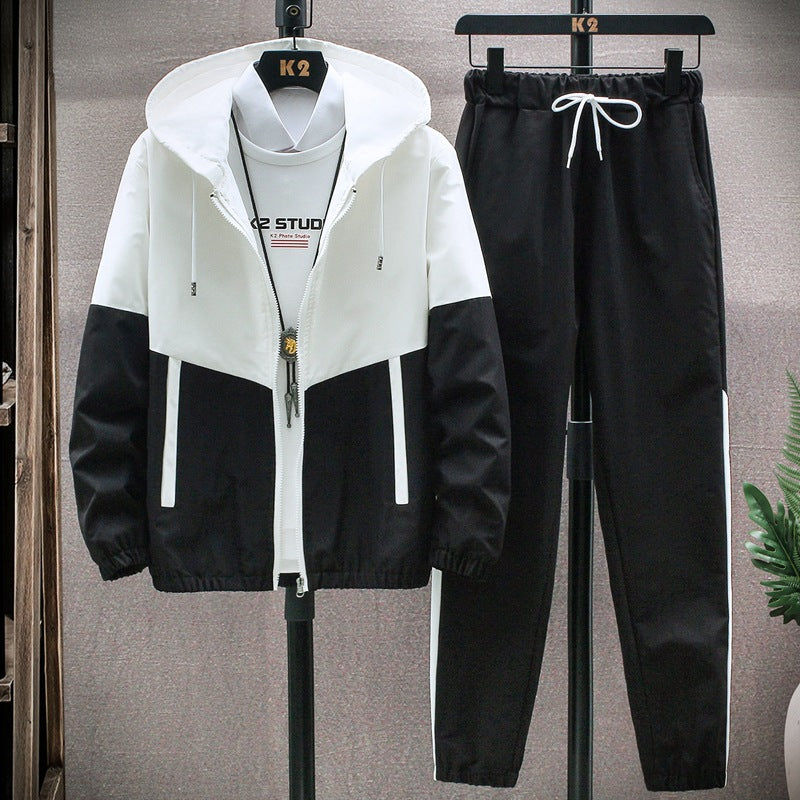 Ankle-Length Pants with Hooded Jacket Set