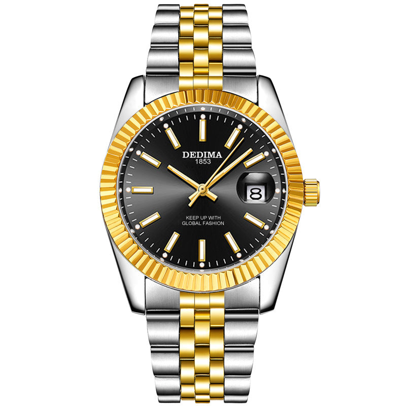 Gold Band Calendar Luminous Waterproof Watch