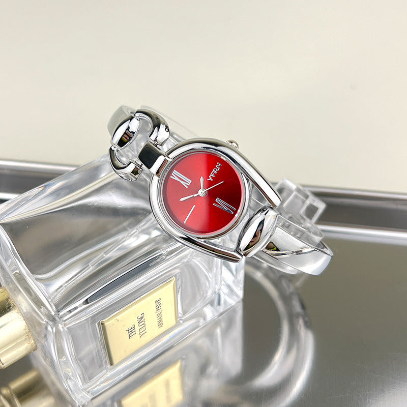 Vintage Button Bracelet Watch Fashion Quartz Women's Wristwatch.