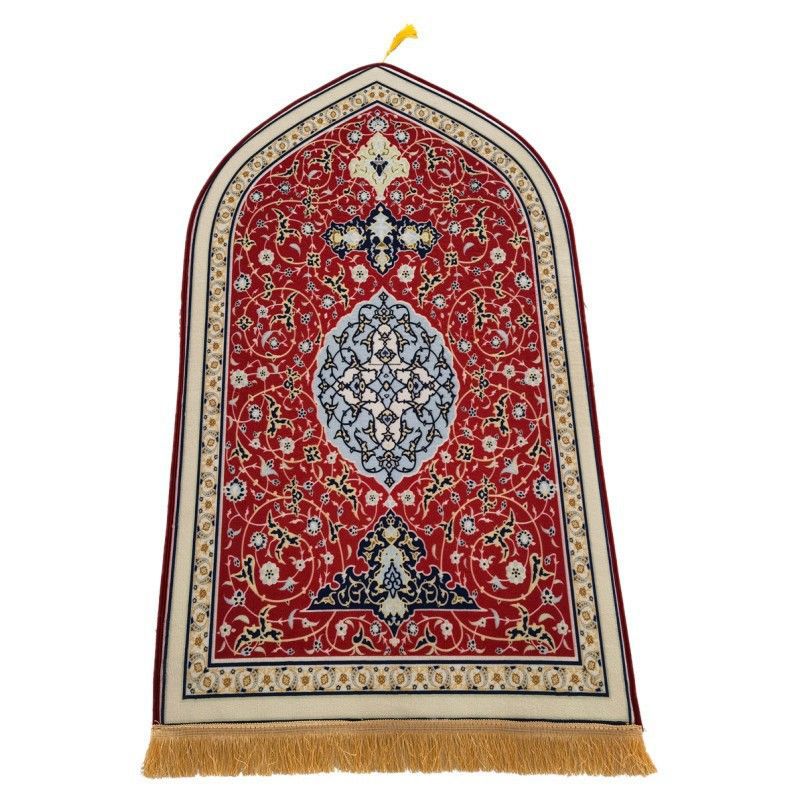 Thickened Diamond Velvet Prayer Mat with Tassels