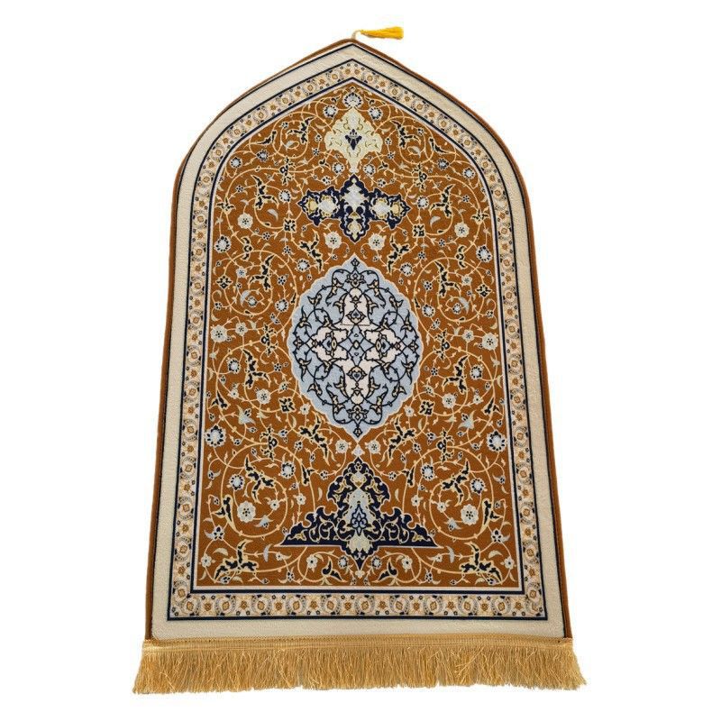 Thickened Diamond Velvet Prayer Mat with Tassels