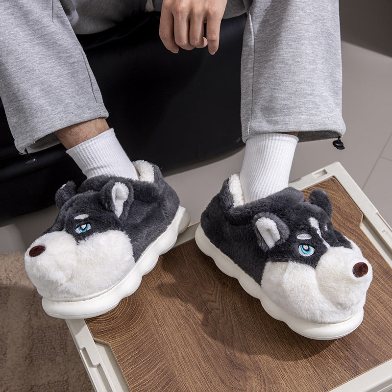 Erha Outer Wear Plush Warm Cotton Slippers for Men