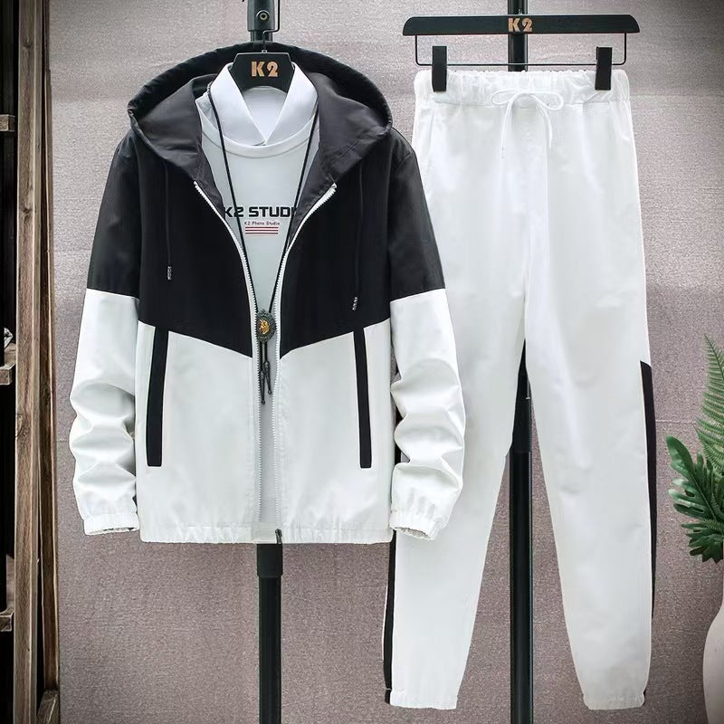 Ankle-Length Pants with Hooded Jacket Set