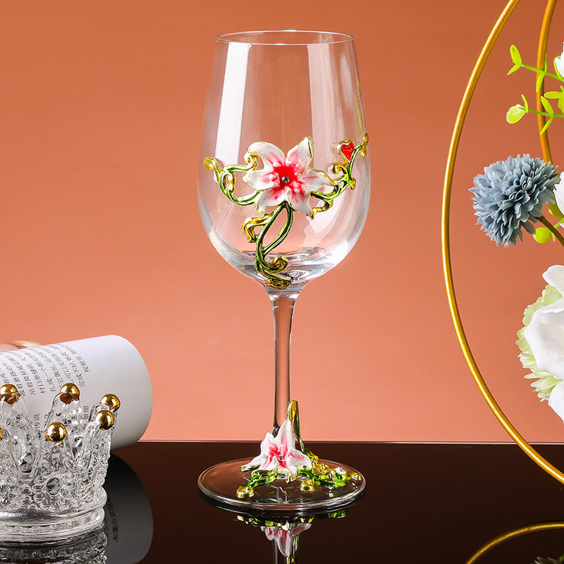 Enamel-colored red wine cup set