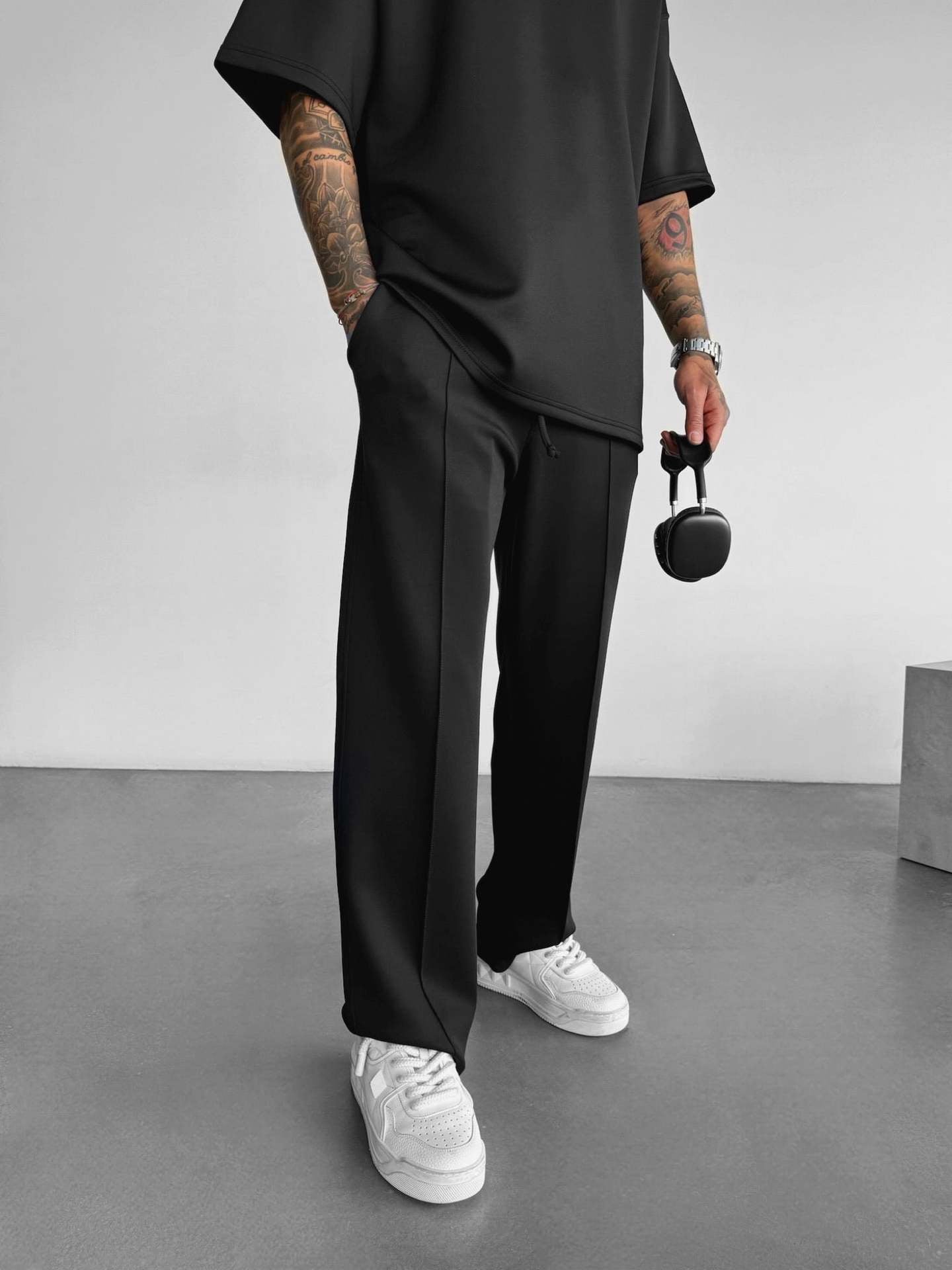 Loose straight-cut sports casual trousers