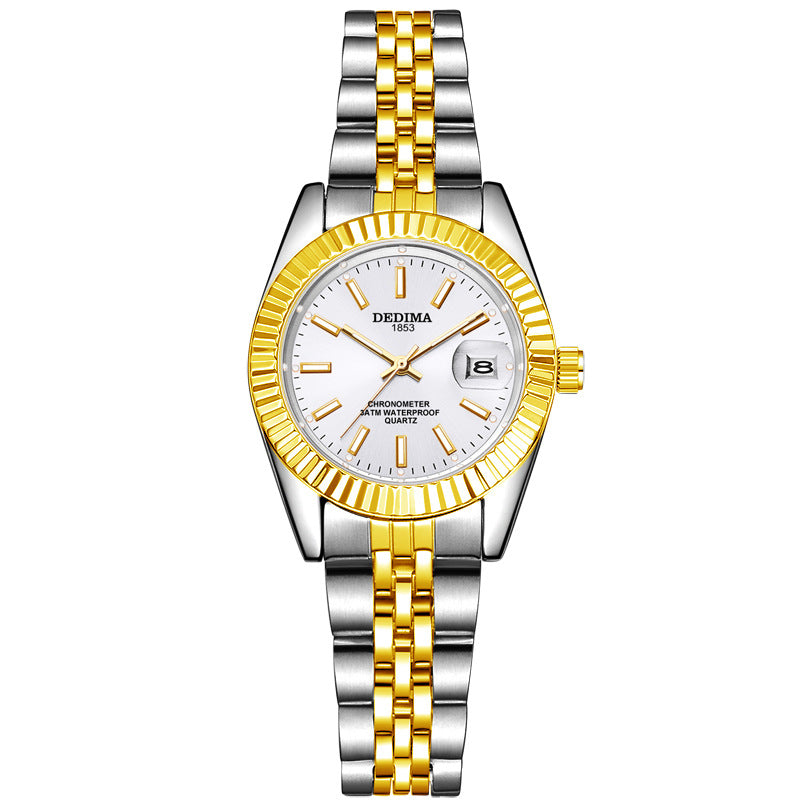 Gold Band Calendar Luminous Waterproof Watch