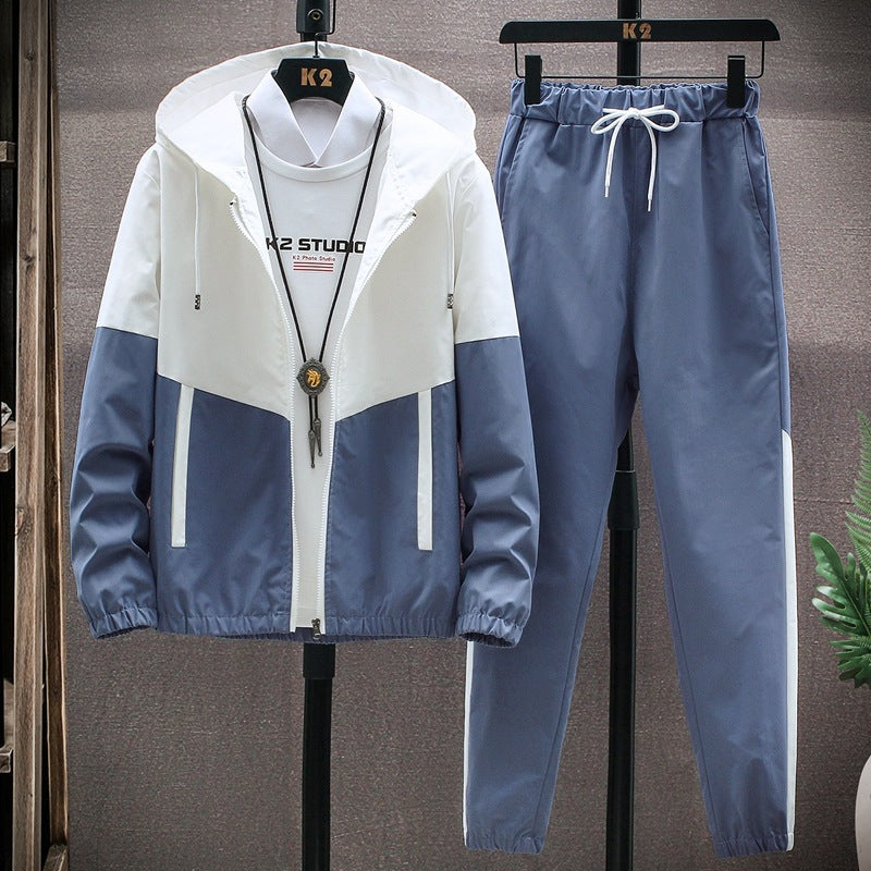 Ankle-Length Pants with Hooded Jacket Set
