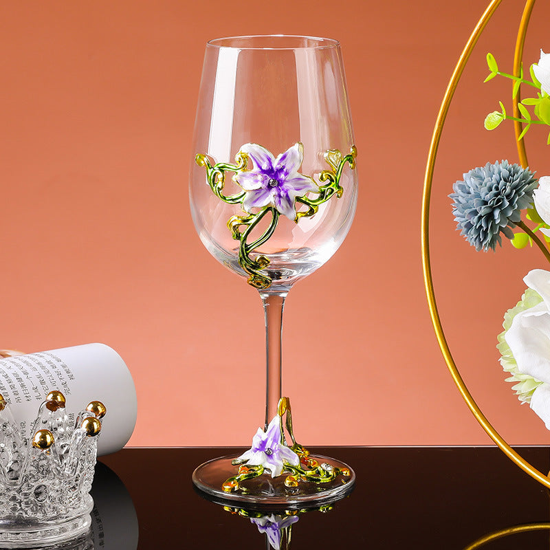 Enamel-colored red wine cup set