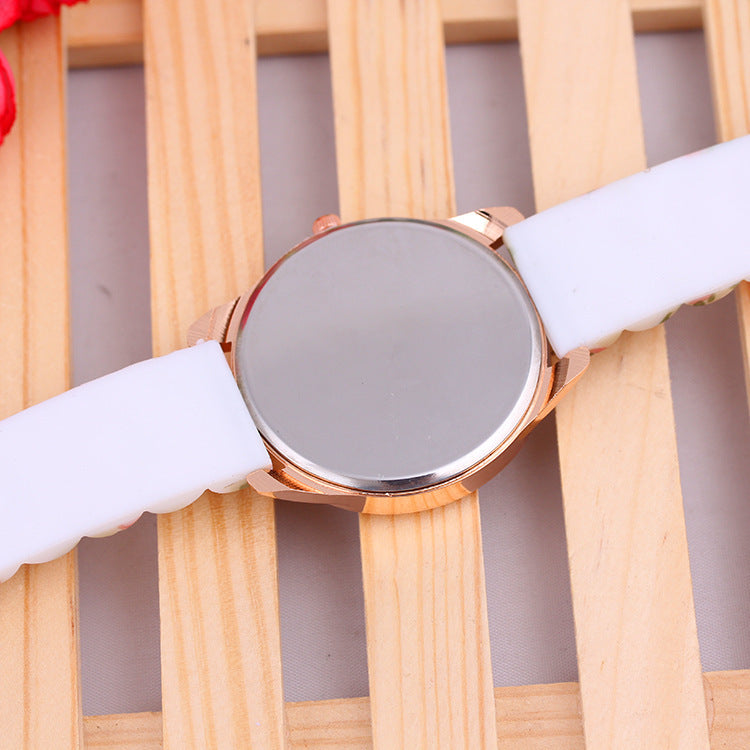 Silicone printed flower watch