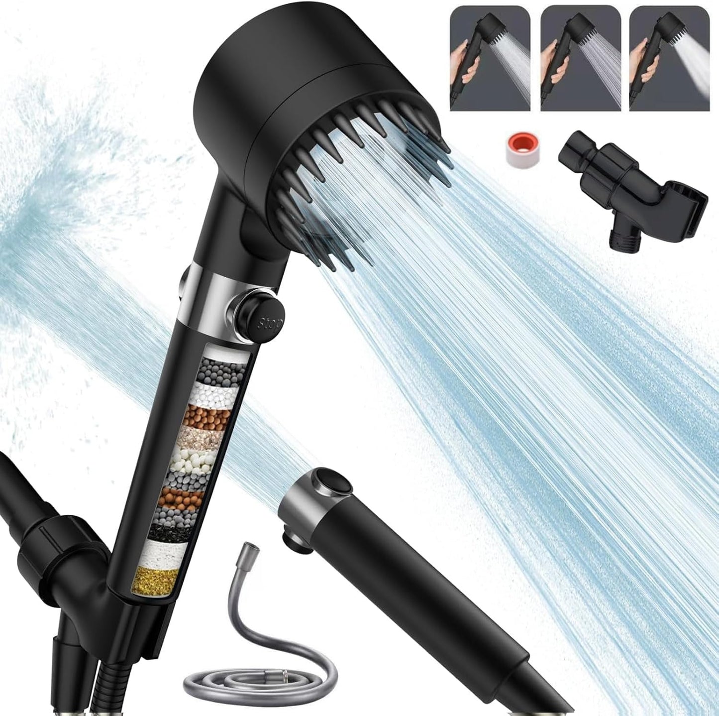 Powerful pressurized shower head for the bathroom