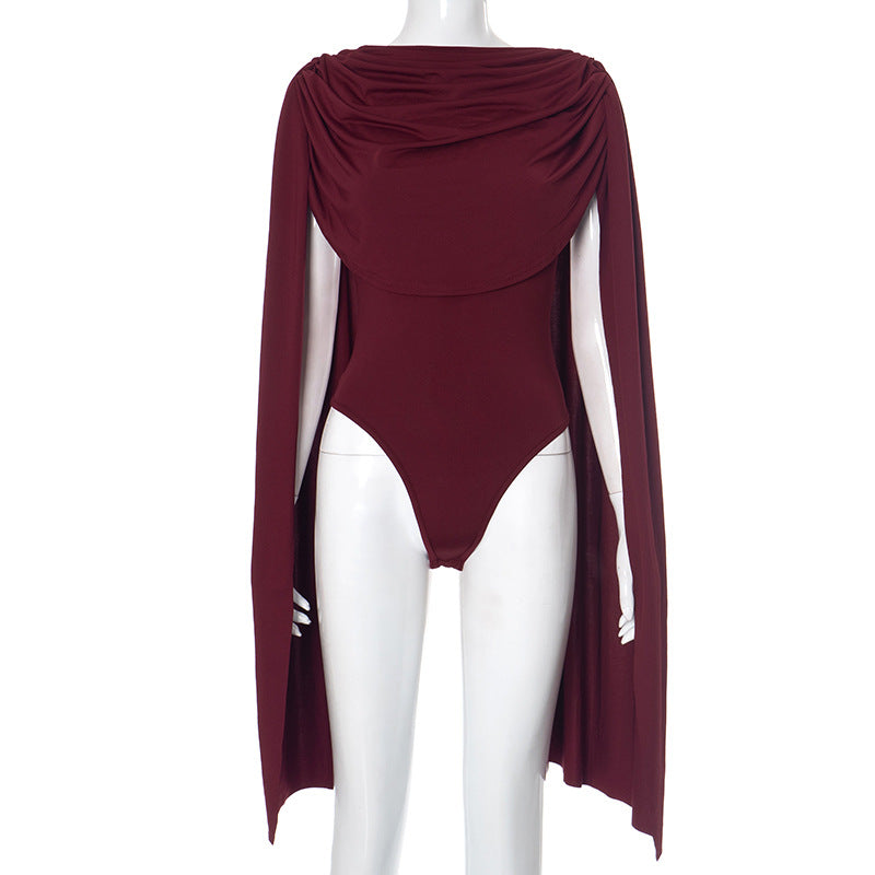 Sexy mature woman's sleeveless halter-neck one-piece dress