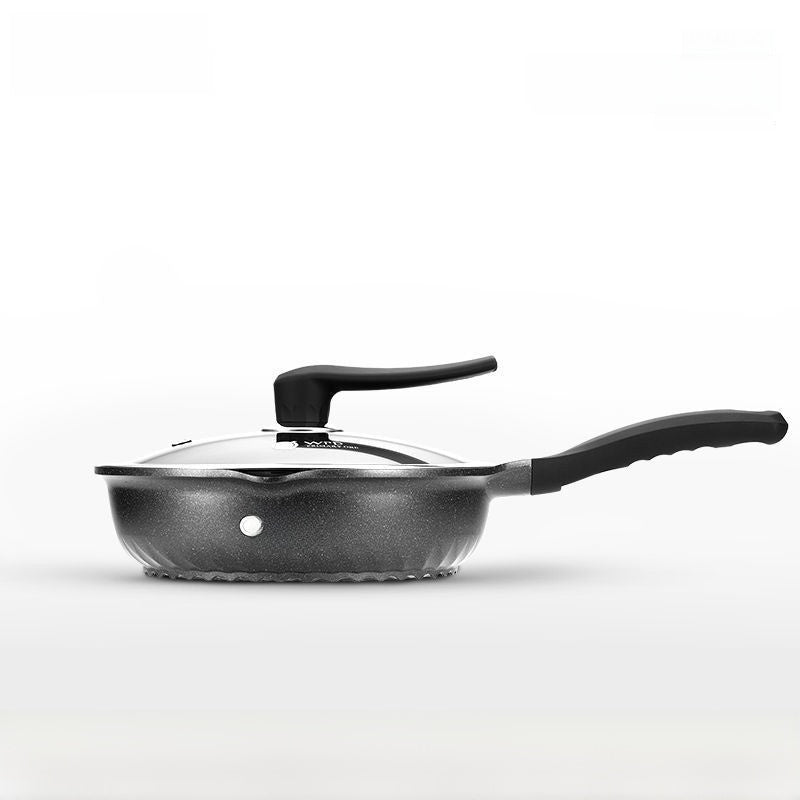 A flat-bottomed non-stick wok made of tourmaline