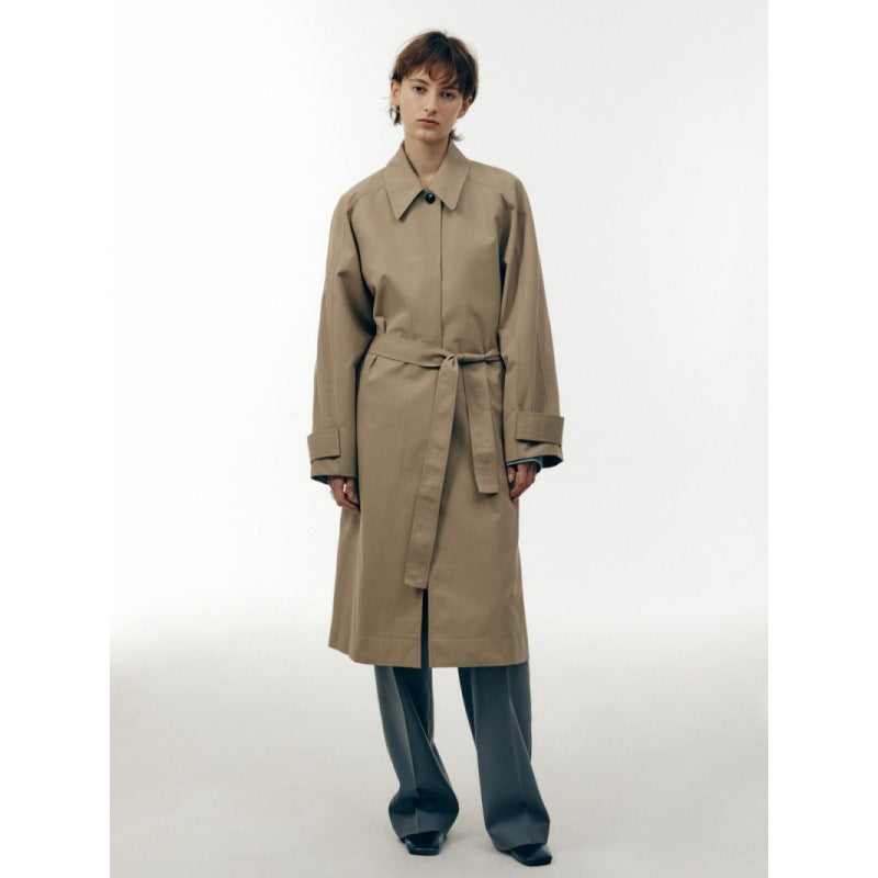 Women's Loose Mid-Length Cotton Windbreaker Jacket