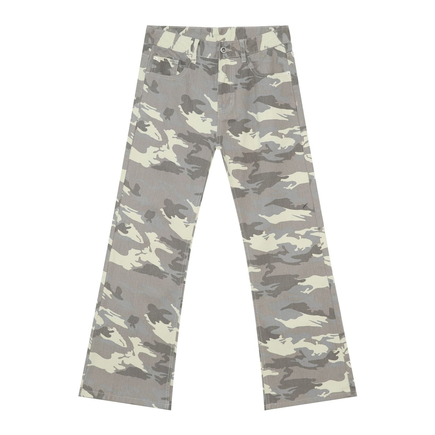 American retro camouflage slightly flared jeans