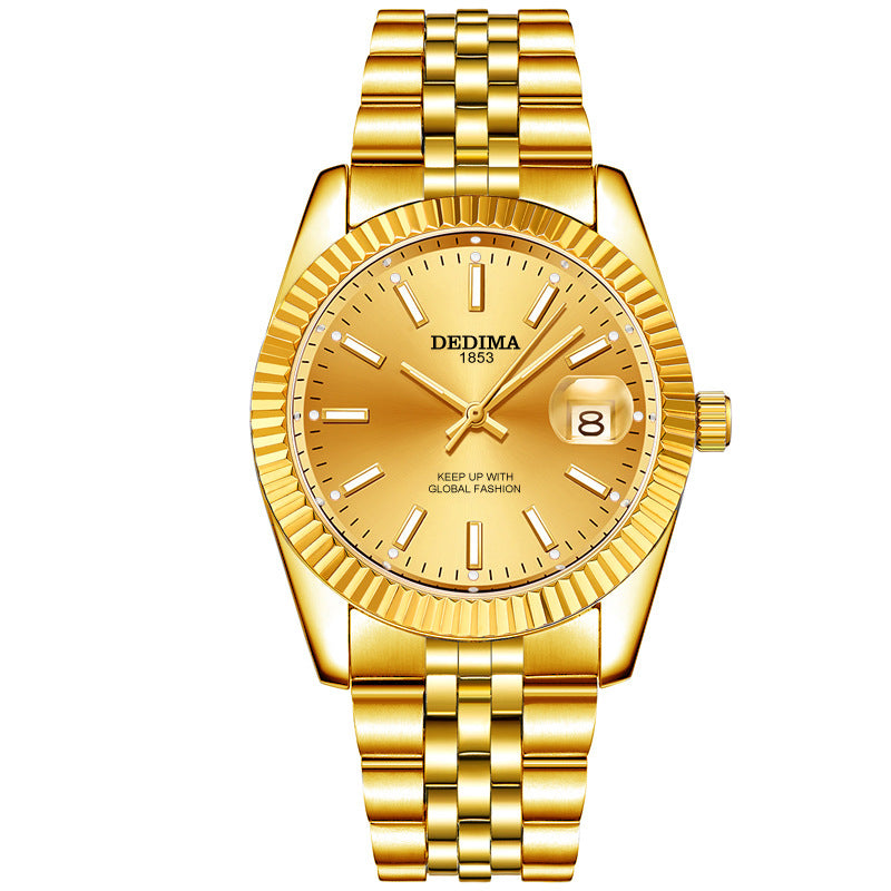Gold Band Calendar Luminous Waterproof Watch