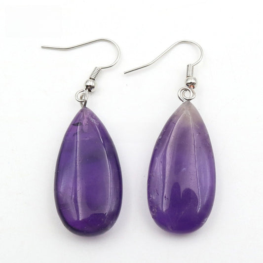 Natural Crystal Drop Earrings