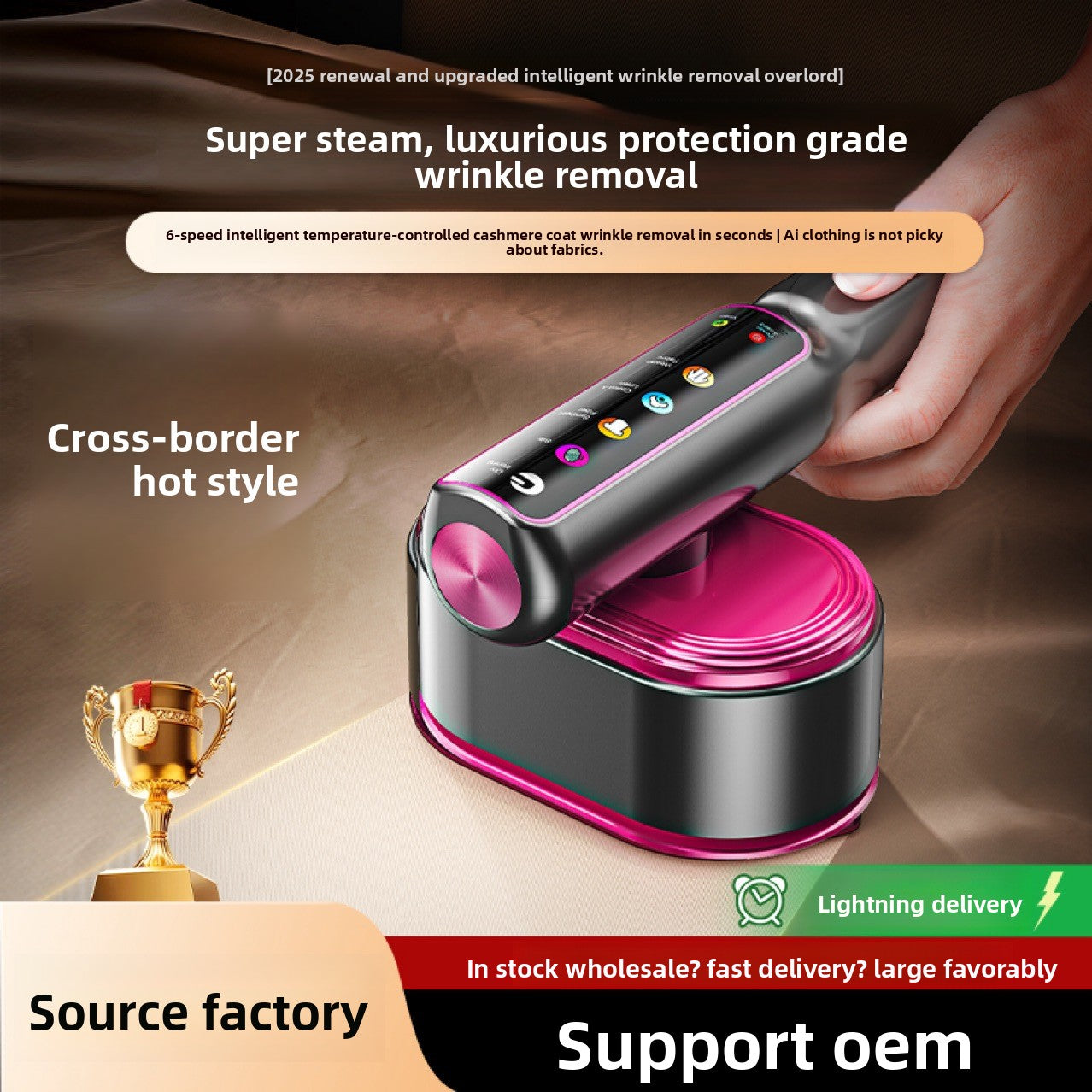 Digital Touch Screen Steam Iron with Adjustable Settings