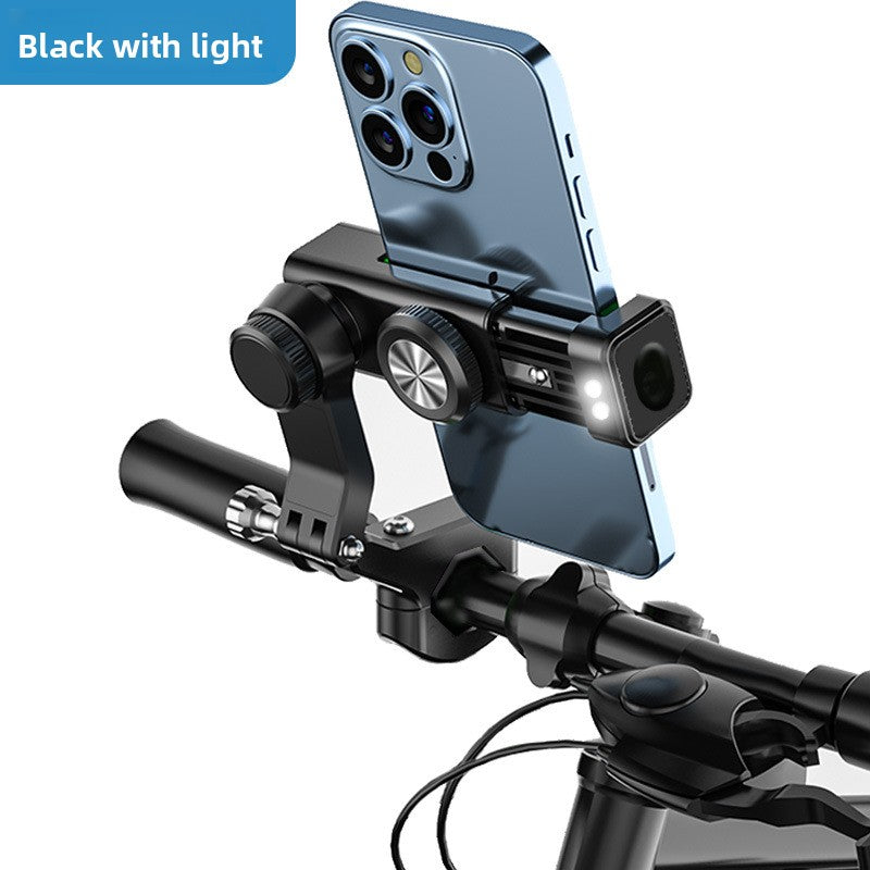 Bicycle flashlight anti-shedding mobile phone stand